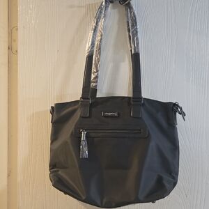 Baggallini Lizzy Tote - Dark Grey Nylon Zip-Front Tote